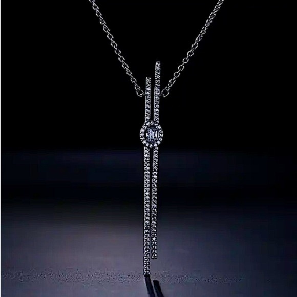 Steroids Silver Cubic Zircon Necklace Minimalist - Picture 2 of 4